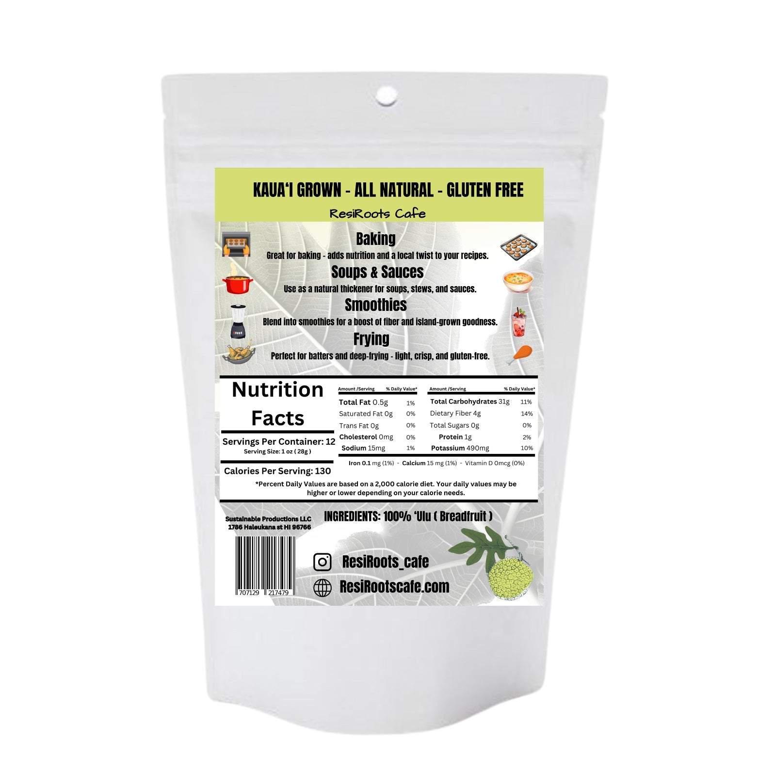 Ulu ( Breadfruit ) Flour 12 oz