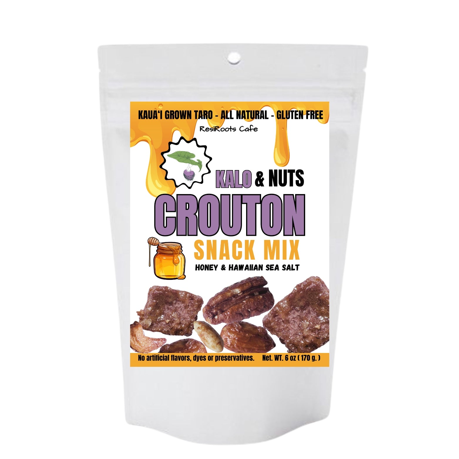 Kalo ( Taro ) Croutons Snack Mix - Honey and Hawaiian Sea Salt